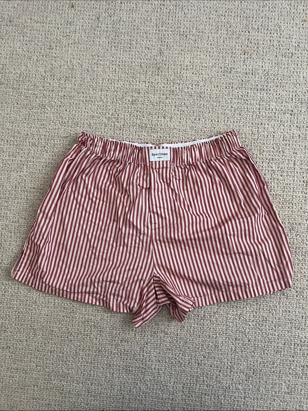 Speltham Red and White Striped High-Waist Elastic Boxer Shorts